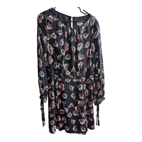 MILLY New York  💯 Silk Merlot Poppy Print Clemie Tie  Dress Size 12 Large - Picture 14 of 15